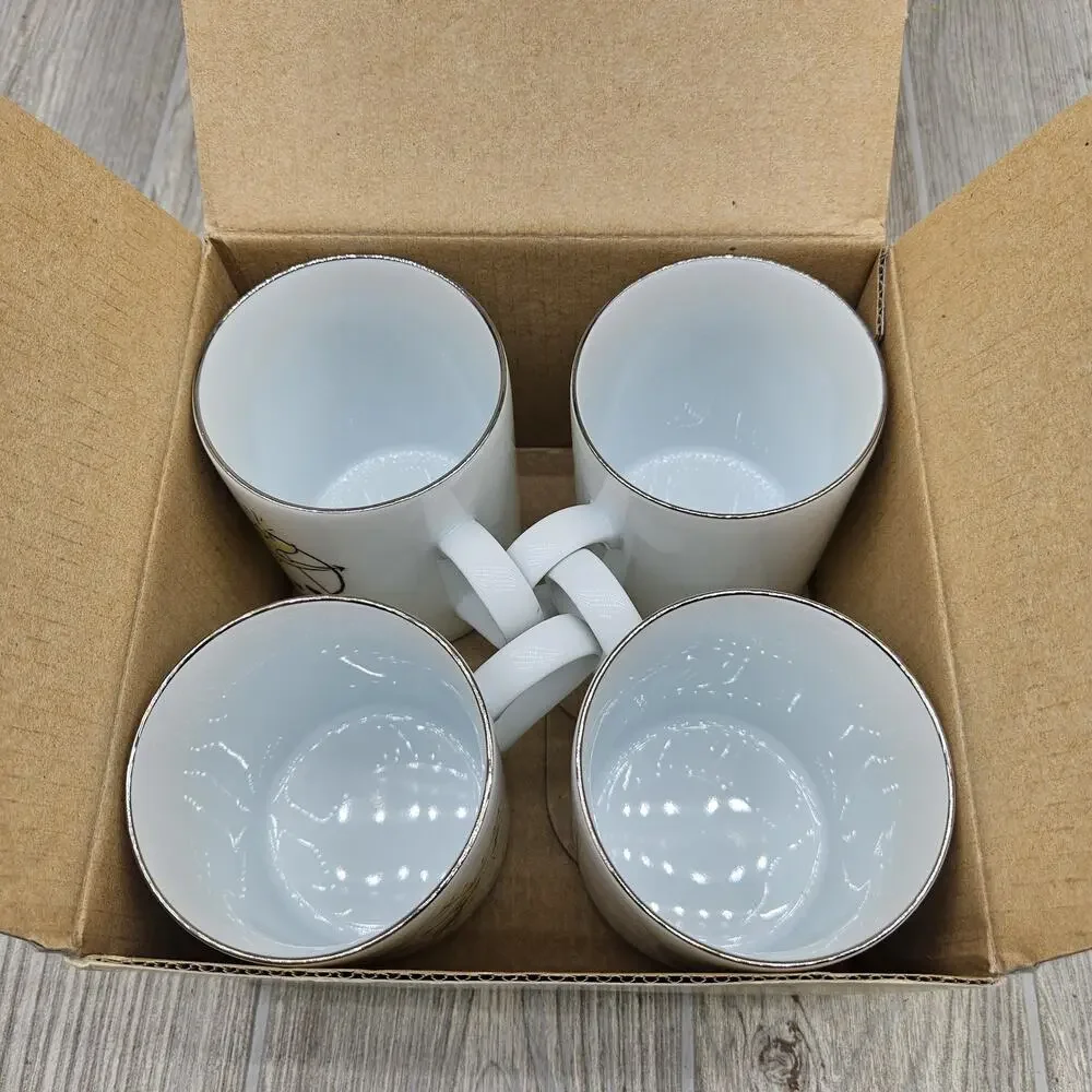 Pottery Barn Reindeer Mugs Set of 4 Comet Cupid Double Blitzen Christmas‎ Boxed